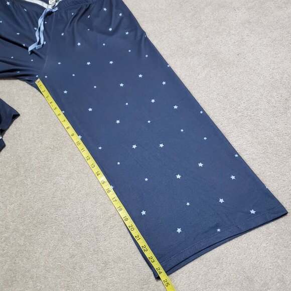 P.J. SALVAGE Pajama Set Top & Bottoms Stretch LS Wide Leg Navy Stars Women's XL - Picture 16 of 16